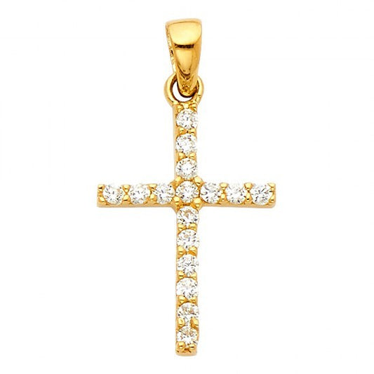 14K Yellow CZ Cross - EJCR33601
