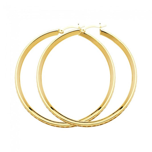 14K Yellow CZ Hoop Earrings - EJER1130