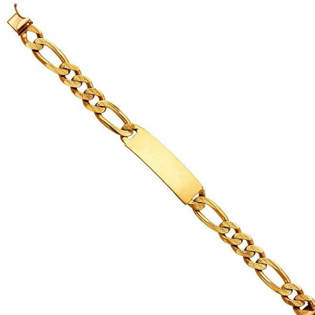 14K Concave Figaro ID Bracelet EJAB442