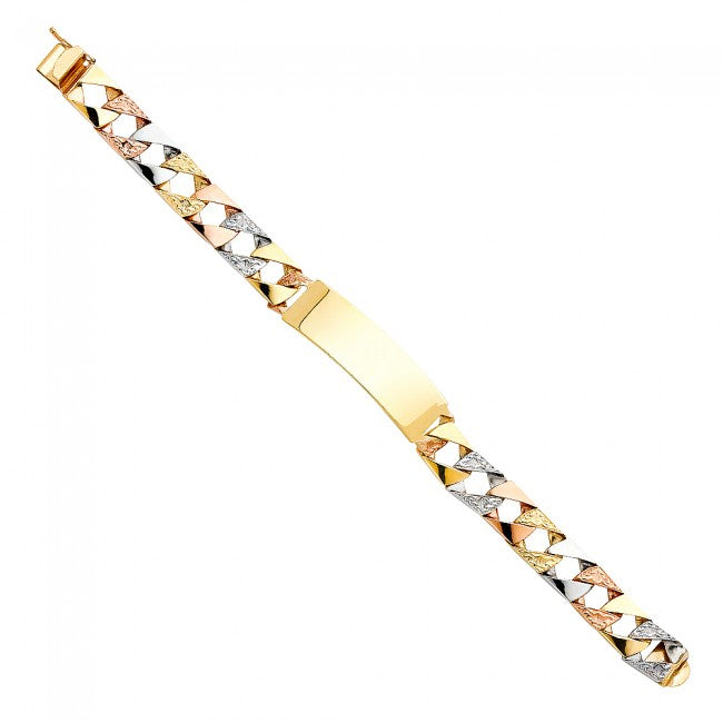 14K Tricolor Square Curb ID Bracelet EJMB20303