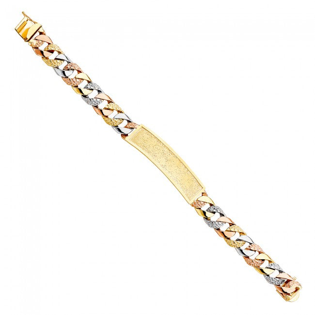 14K Tricolor Gold Cuban ID Bracelet EJMB20304