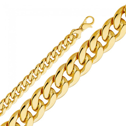 Hollow 14K Gold 13mm Cuban Bracelet EJCH421