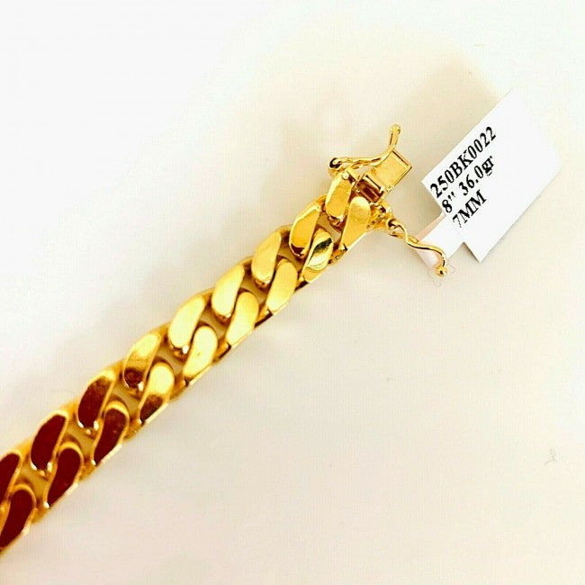 Solid 14K Gold 7mm Square Cuban 8" Bracelet EJSQ7MM