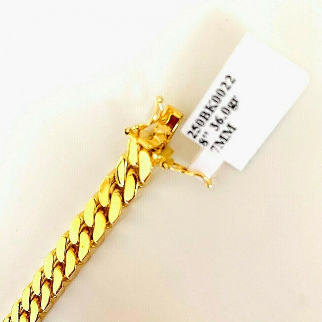 Solid 14K Gold 7mm Square Cuban 8" Bracelet EJSQ7MM