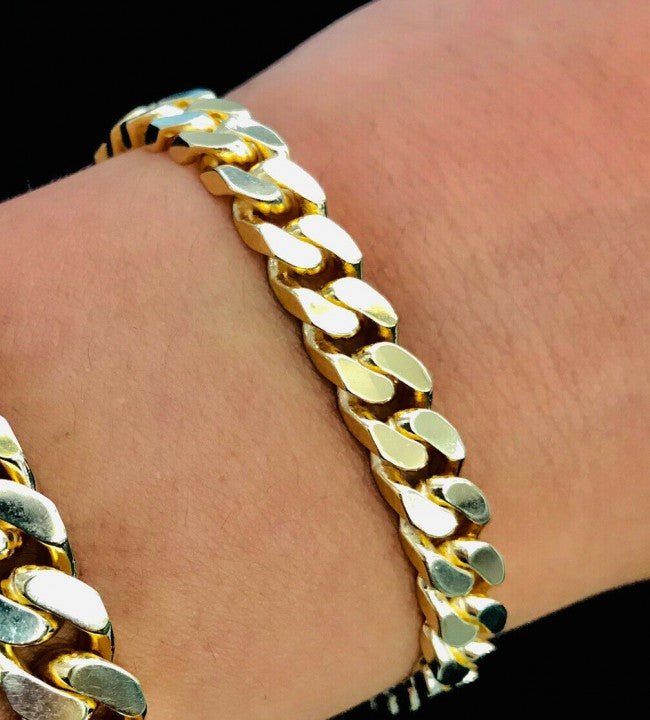 Solid 14K Gold 7mm Square Cuban 8" Bracelet EJSQ7MM