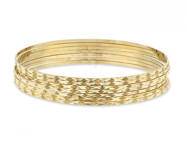 14K Yellow gold D/C Bangles EJB14405