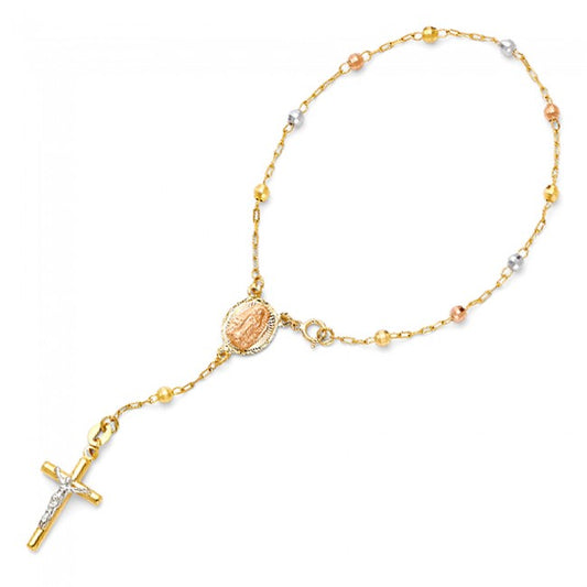 14K tricolor bead rosary bracelet EJAB202