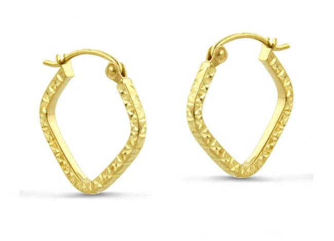 14K Yellow Gold Diamond-Cut Square Earrings thumbnail 2