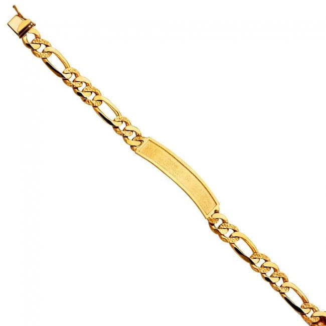 Solid 14K Gold Concave Figaro ID Bracelet