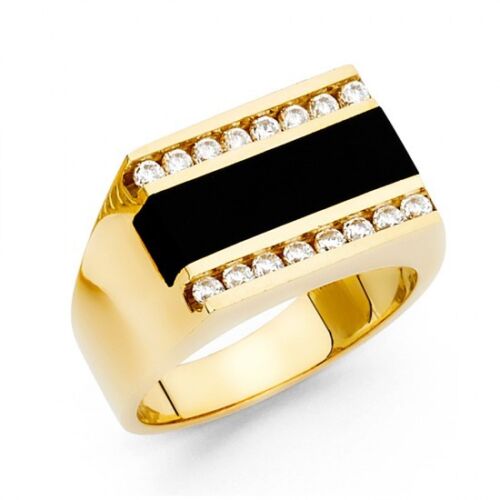 14K Gold Onyx Ring for Men EJRG1487