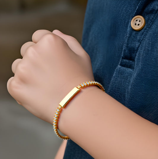Solid 14K gold dia-cut 4.5mm Cuban Baby ID Bracelet EJ21910X