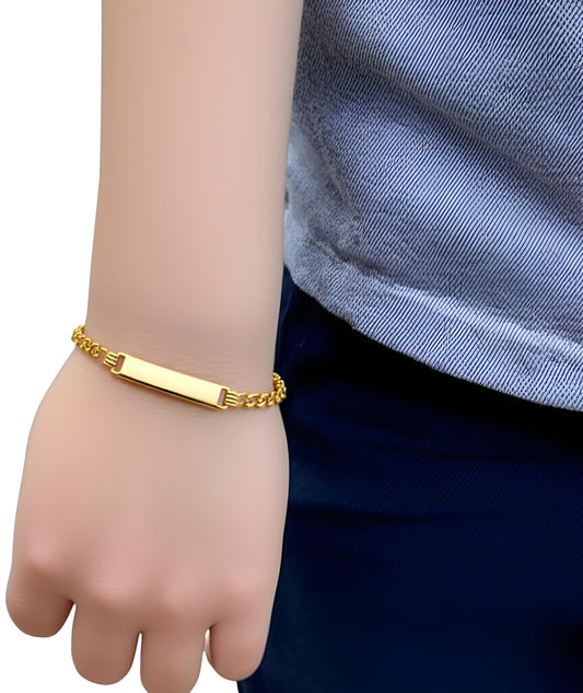 Solid 14K gold 3mm Figaro Baby ID Bracelet EJ21913