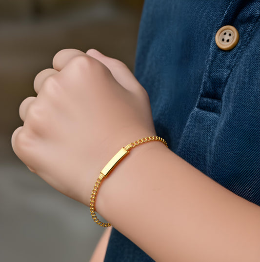 Solid 14K gold 4mm Figaro Baby ID Bracelet EJ21914