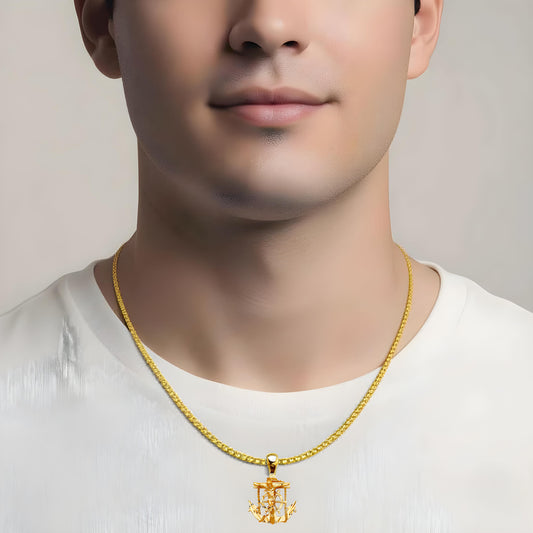 Solid 14K Yellow Mariner's Crucifix pendant EJCR28304