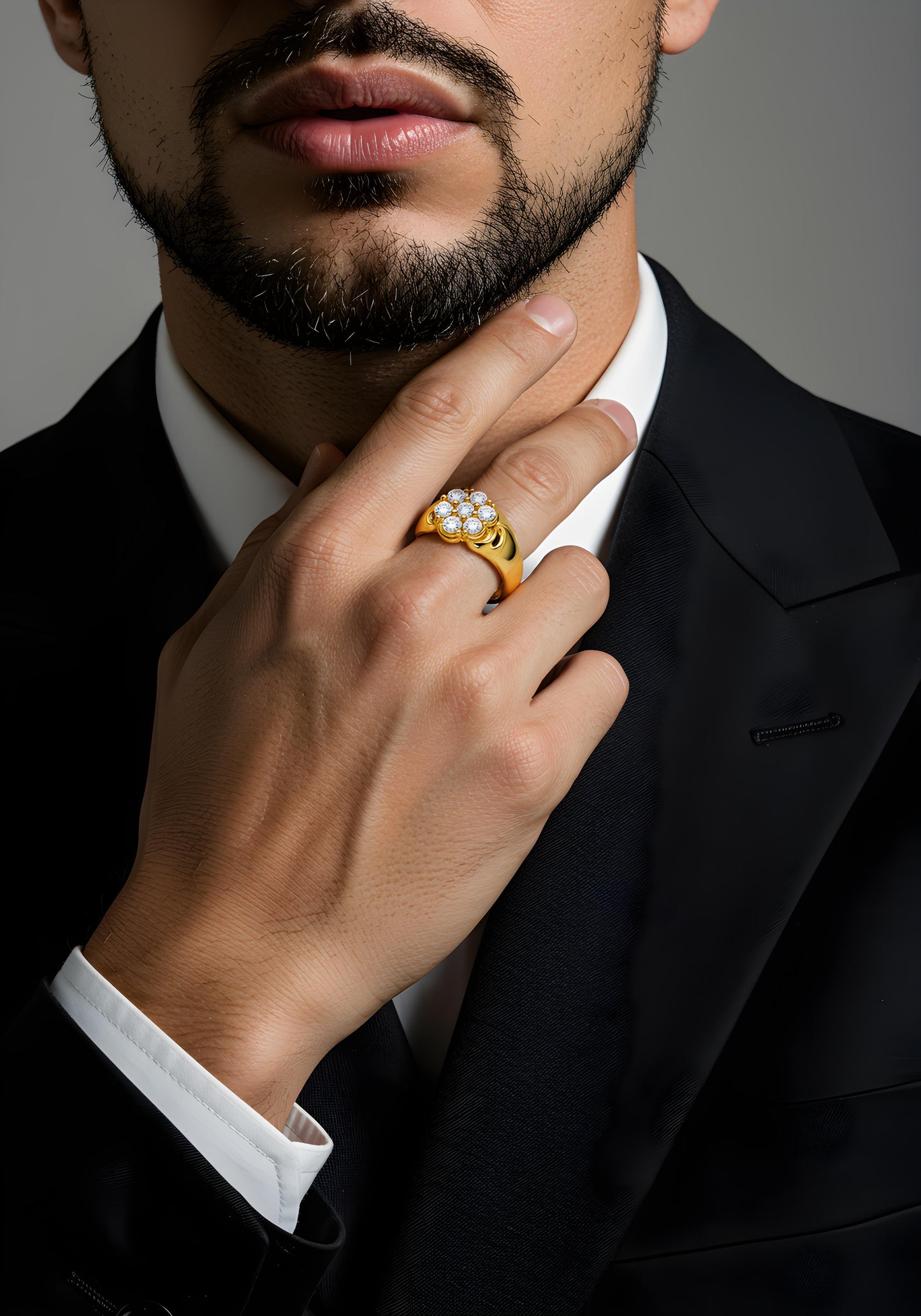 Solid 14K Yellow Gold CZ Signet Ring EJMR29538