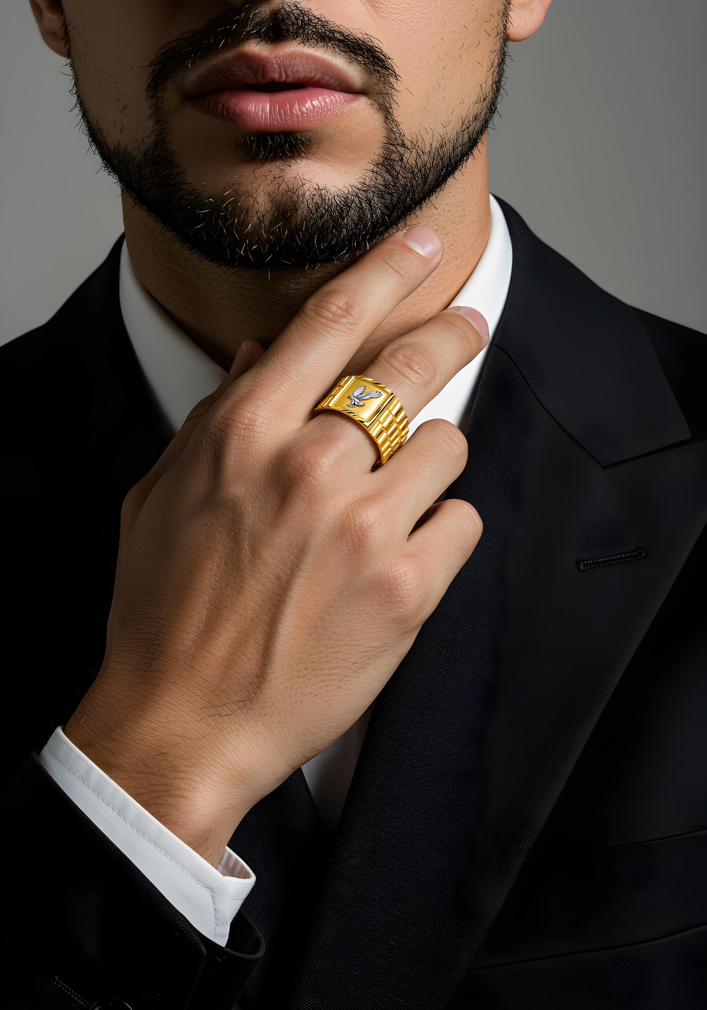 Solid 14K gold Men's EAGLE ring EJMR29802
