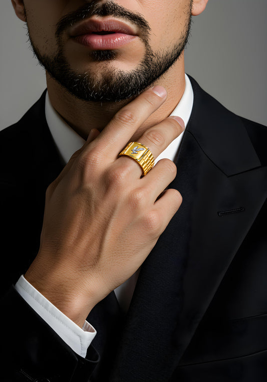 Solid 14K gold Men's EAGLE ring EJMR29802
