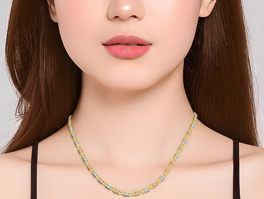 Solid 14K Tricolor Gold 3.3mm Valentino 22" Chain EJCN35410