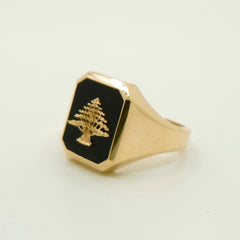 Solid 14K Gold Men's Cedar Tree Ring EJMR29804