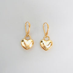Fancy 14k Yellow Gold Heart Dangly Earrings EJER0969