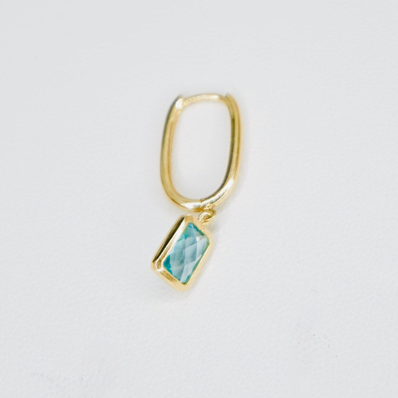 14K Dangling Square Aquamarine Stone Earrings EJER0964
