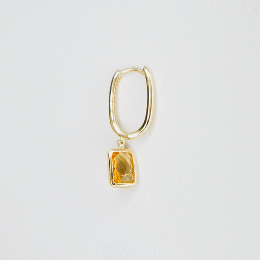 14K Dangling Square Citrine Stone Earrings EJER0966