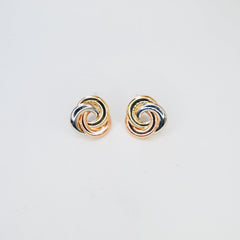 Fancy 14K Tricolor Gold Knot Earrings EJER0972