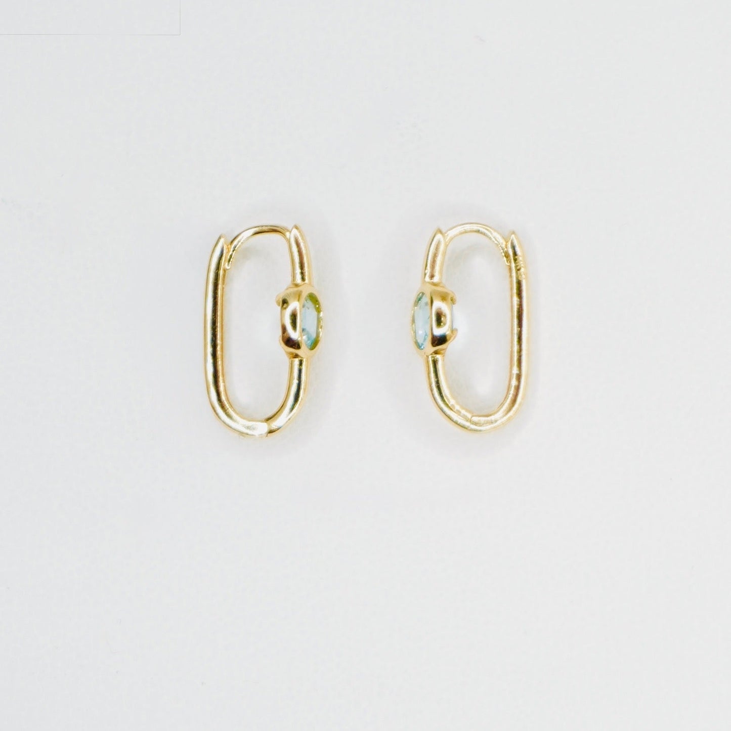 Fancy 14K Yellow Gold Oval Aquamarine Stone Earring EJER0973