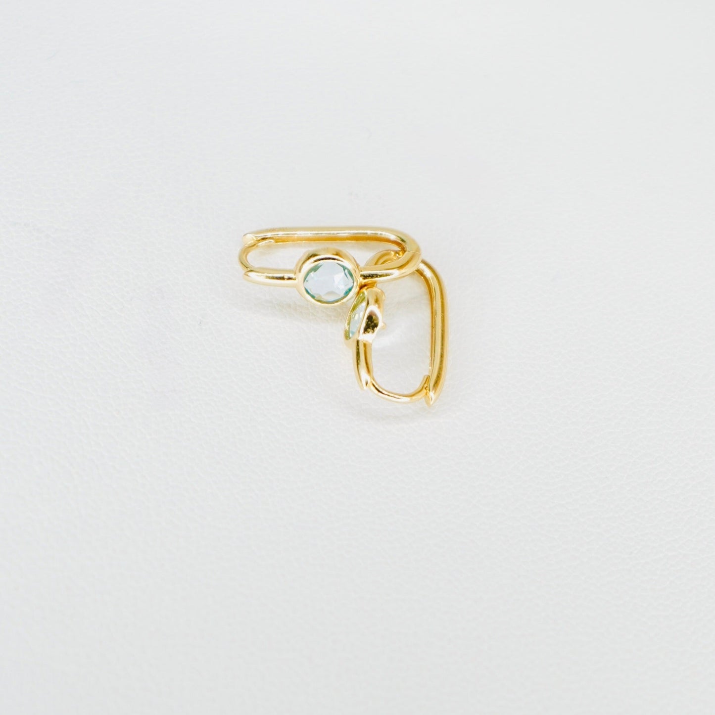 Fancy 14K Yellow Gold Oval Aquamarine Stone Earring EJER0973
