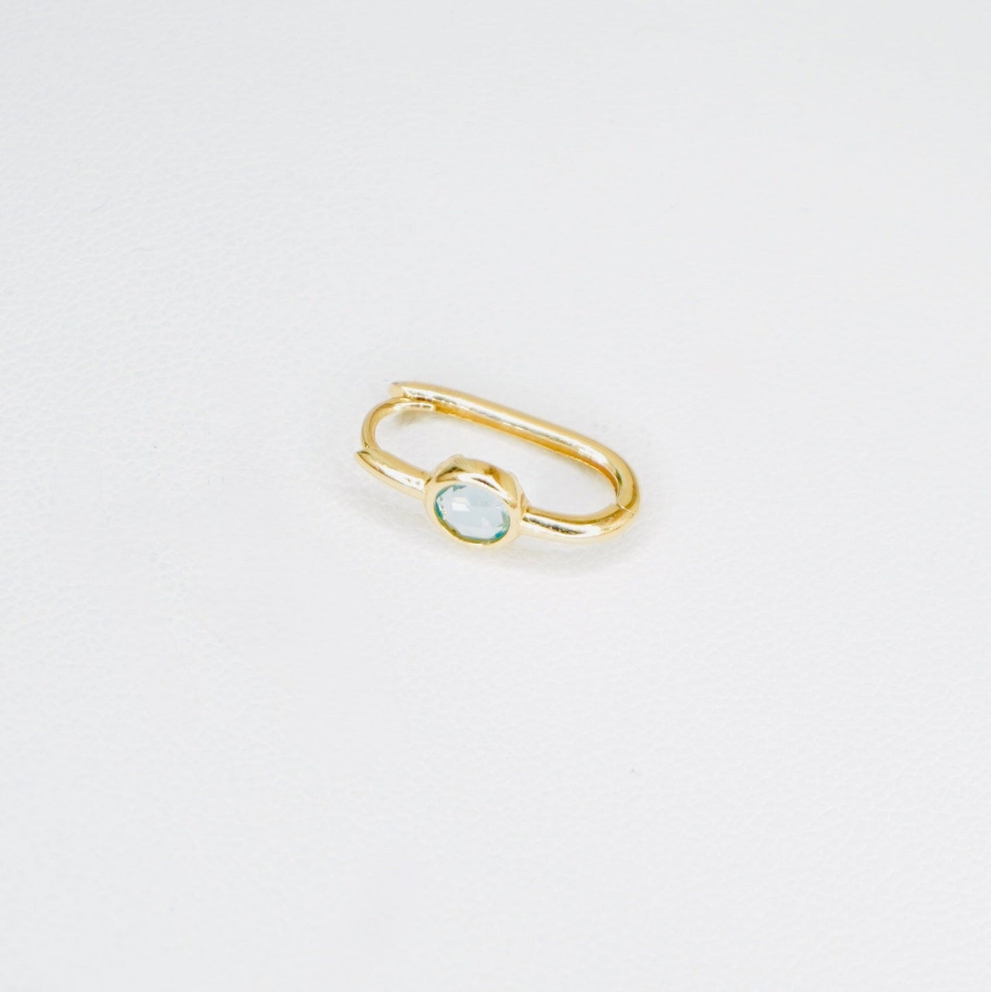 Fancy 14K Yellow Gold Oval Aquamarine Stone Earring EJER0973