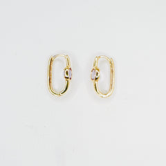Fancy 14K Yellow Gold Oval Amethyst Stone Earring EJER0974