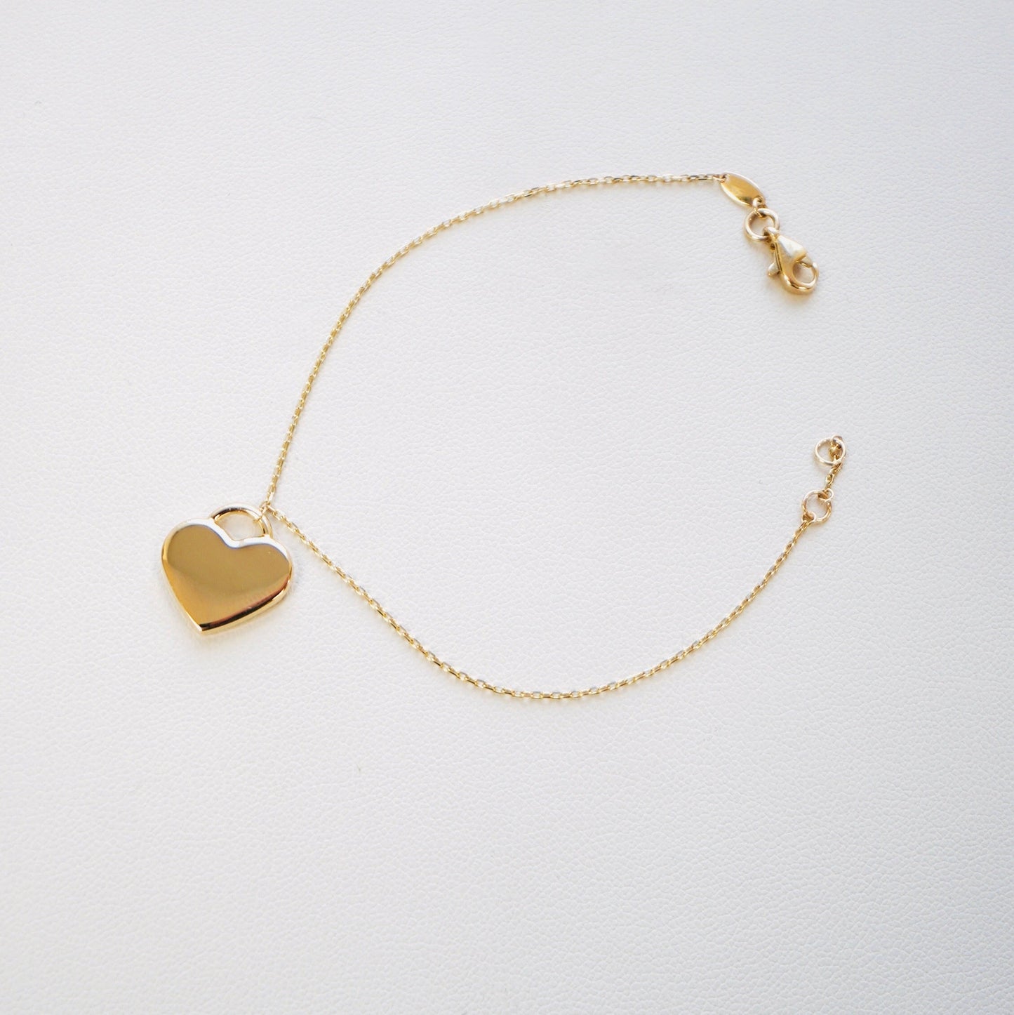 Solid 14K Yellow Gold Heart Bracelet EJAB204