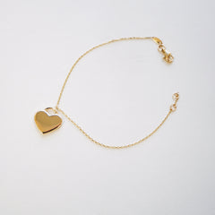 Solid 14K Yellow Gold Heart Bracelet EJAB204