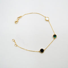 Solid 14K Yellow Gold Tri-Stone Bracelet EJAB206