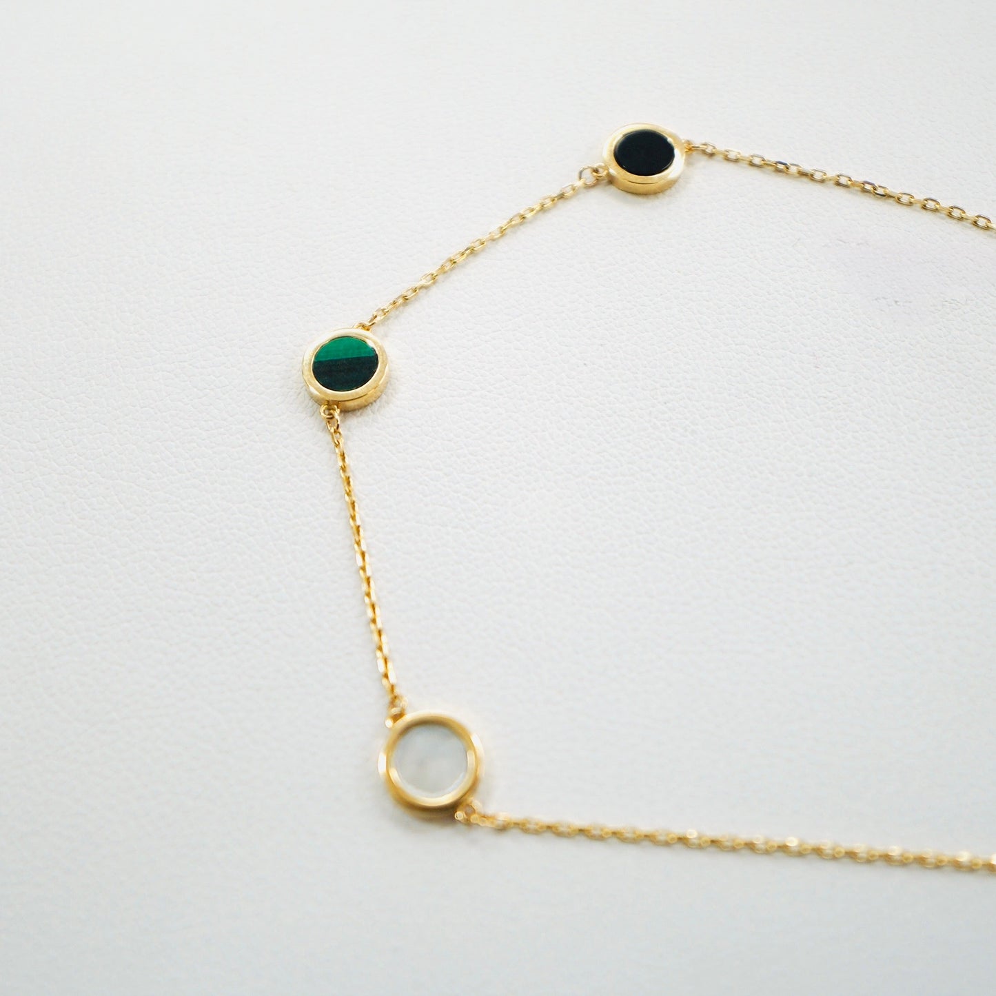 Solid 14K Yellow Gold Tri-Stone Bracelet EJAB206