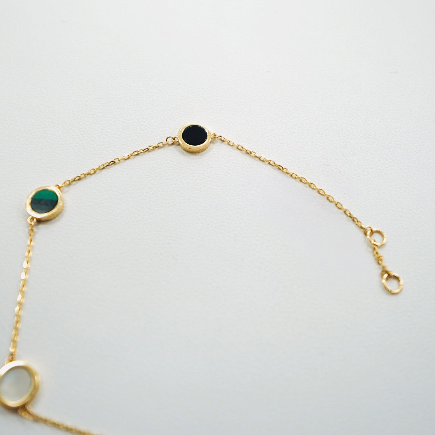 Solid 14K Yellow Gold Tri-Stone Bracelet EJAB206