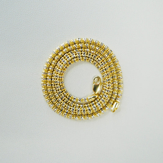 Solid 14K Yellow Gold 2mm "Ice" Chain 20"