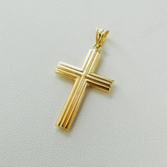 14K Yellow Gold Outlined Cross