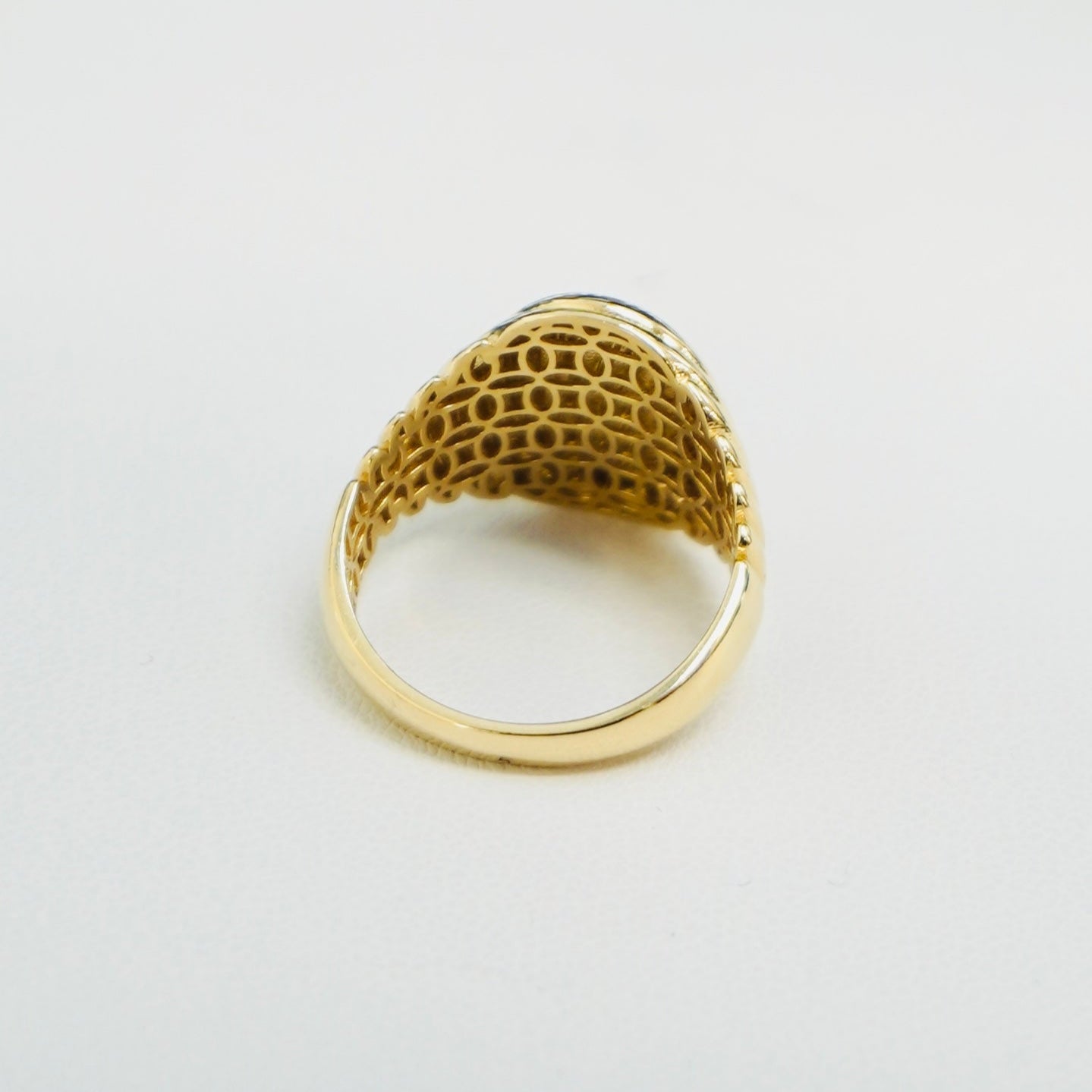 Solid 14K yellow gold Groove Oval Men's Signet Ring EJRG1643