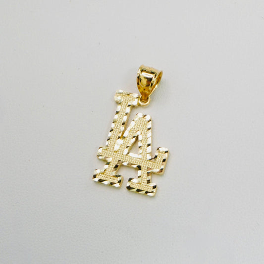Solid 14K Diamond Cut LA Pendant