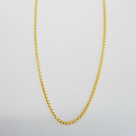 Solid 14K Yellow Gold 3mm Round Box Chain 20"