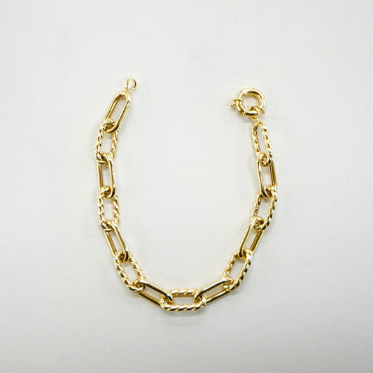 14K Fancy Yellow Gold Paperclip Bracelet
