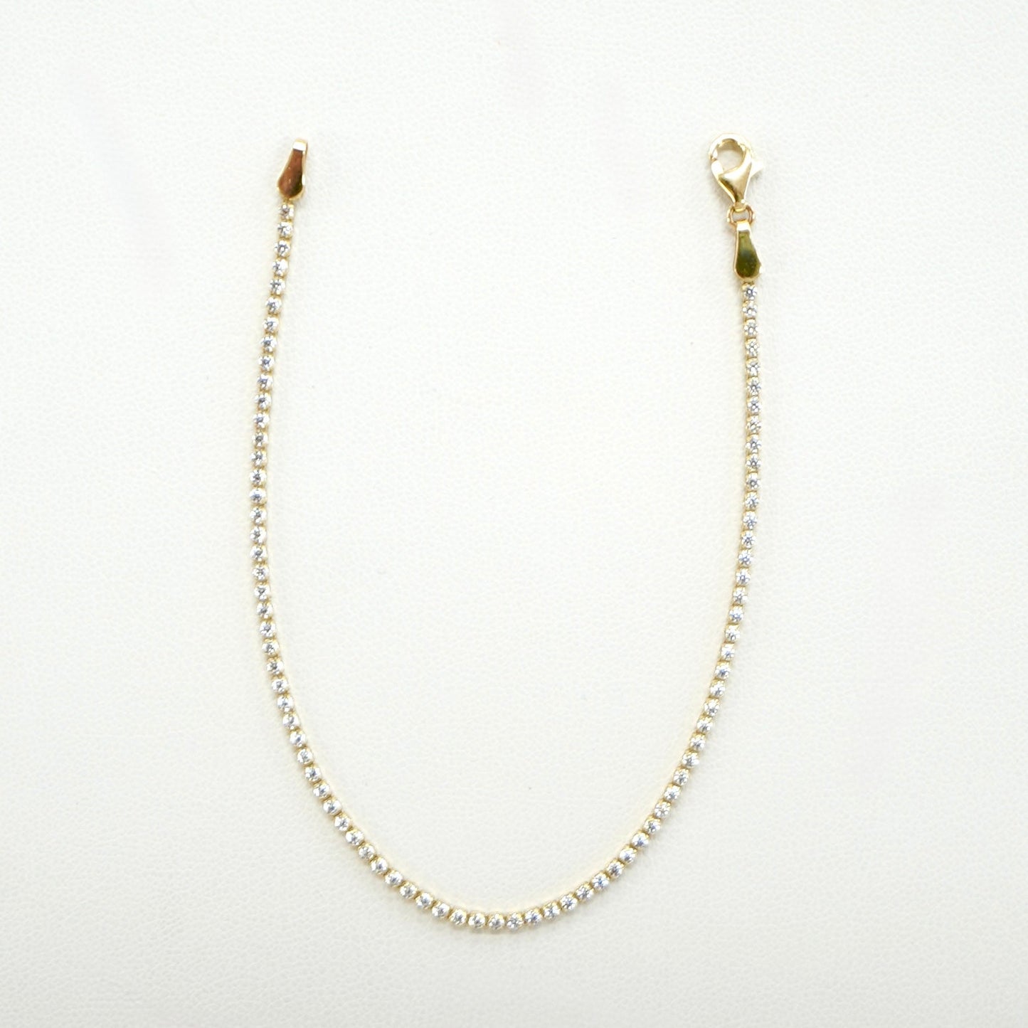 14K Yellow Gold Cubic Zirconium 1.5MM 7.5" Tennis Bracelet