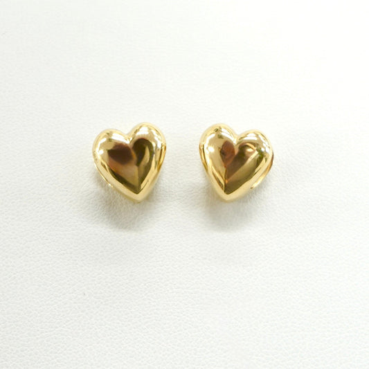 14K Yellow Gold Heart Huggie Earrings