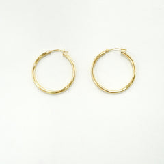 14K Yellow Gold Tube Hoop Earrings