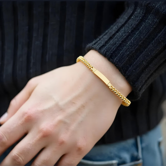 Solid 14K Gold 9mm Curb ID Bracelet EJCB250ID