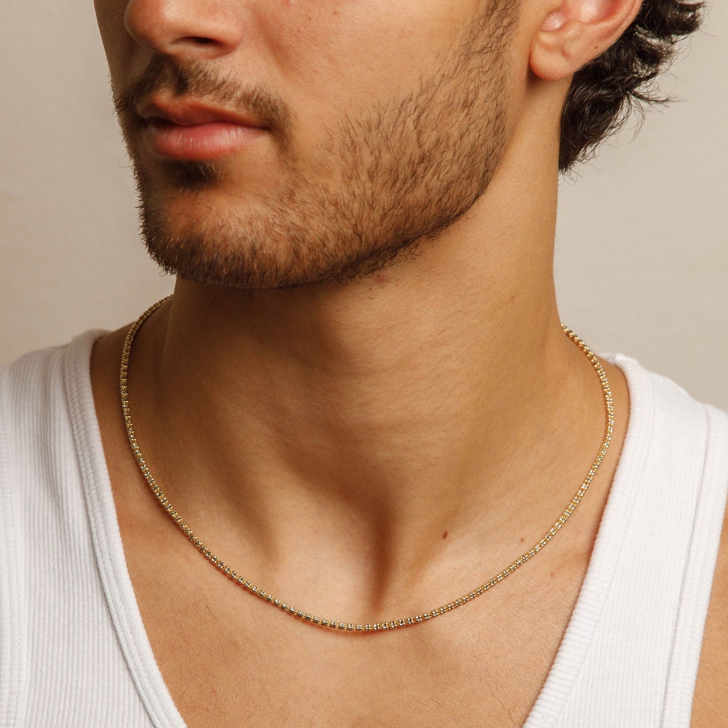 Solid 14K Yellow Gold 2mm "Ice" Chain 20"