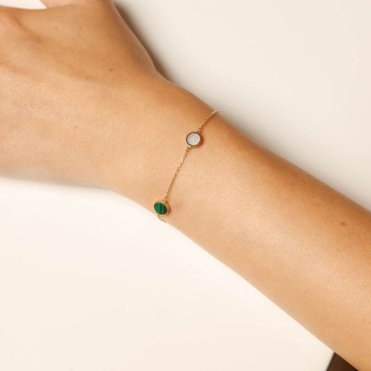 Solid 14K Yellow Gold Tri-Stone Bracelet EJAB206