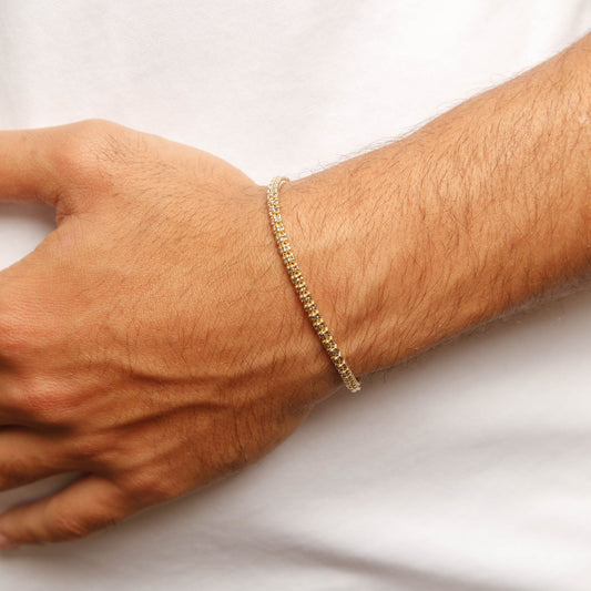 14K Yellow Gold 3mm 7.5" "Ice" Bracelet