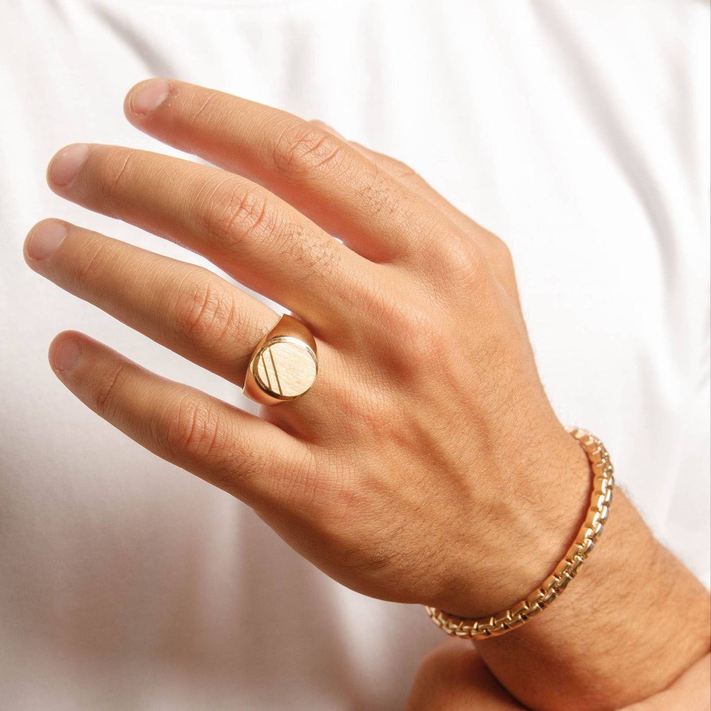 Solid 14K Yellow Gold Oval Signet Ring EJRG1641